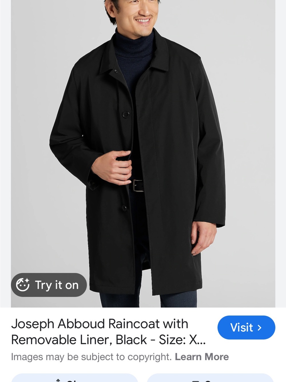 Warm Trench Coat with Silver Quilted Lining Joseph A Black